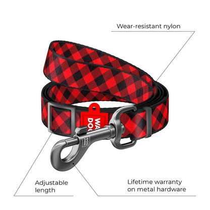 True North Tails - Red Plaid Adjustable Leash