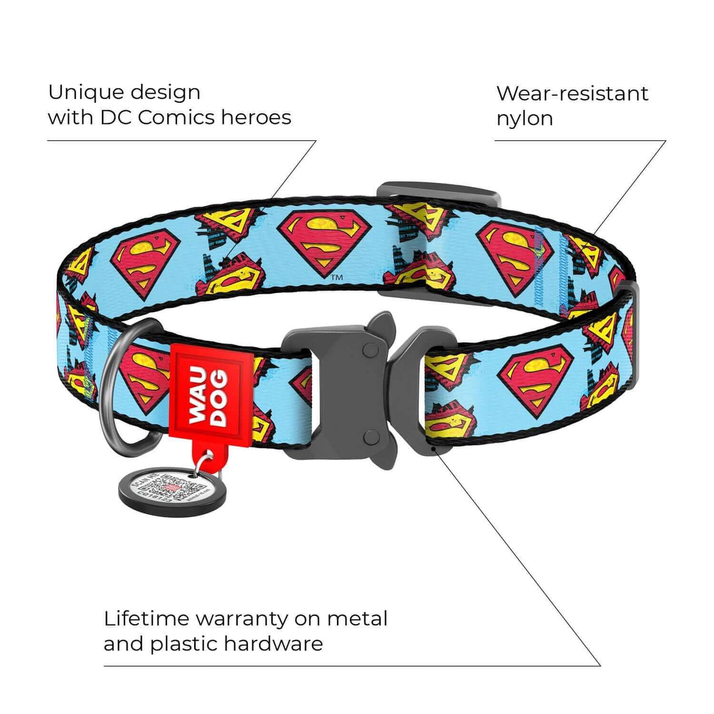 Superman - DC Comics Inspired Dog Collar - Minuapet