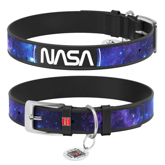 NASA - Inspired Leather Dog Collar - Minuapet