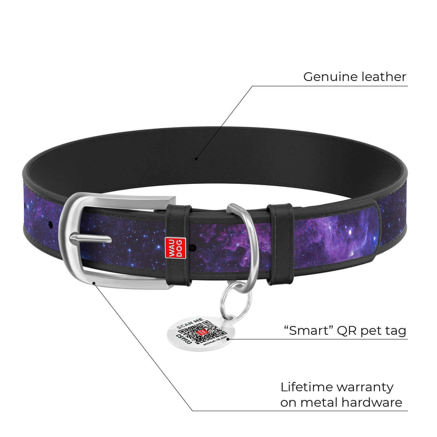 NASA - Inspired Leather Dog Collar - Minuapet